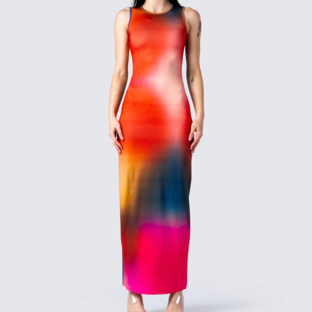 Multi print maxi dress